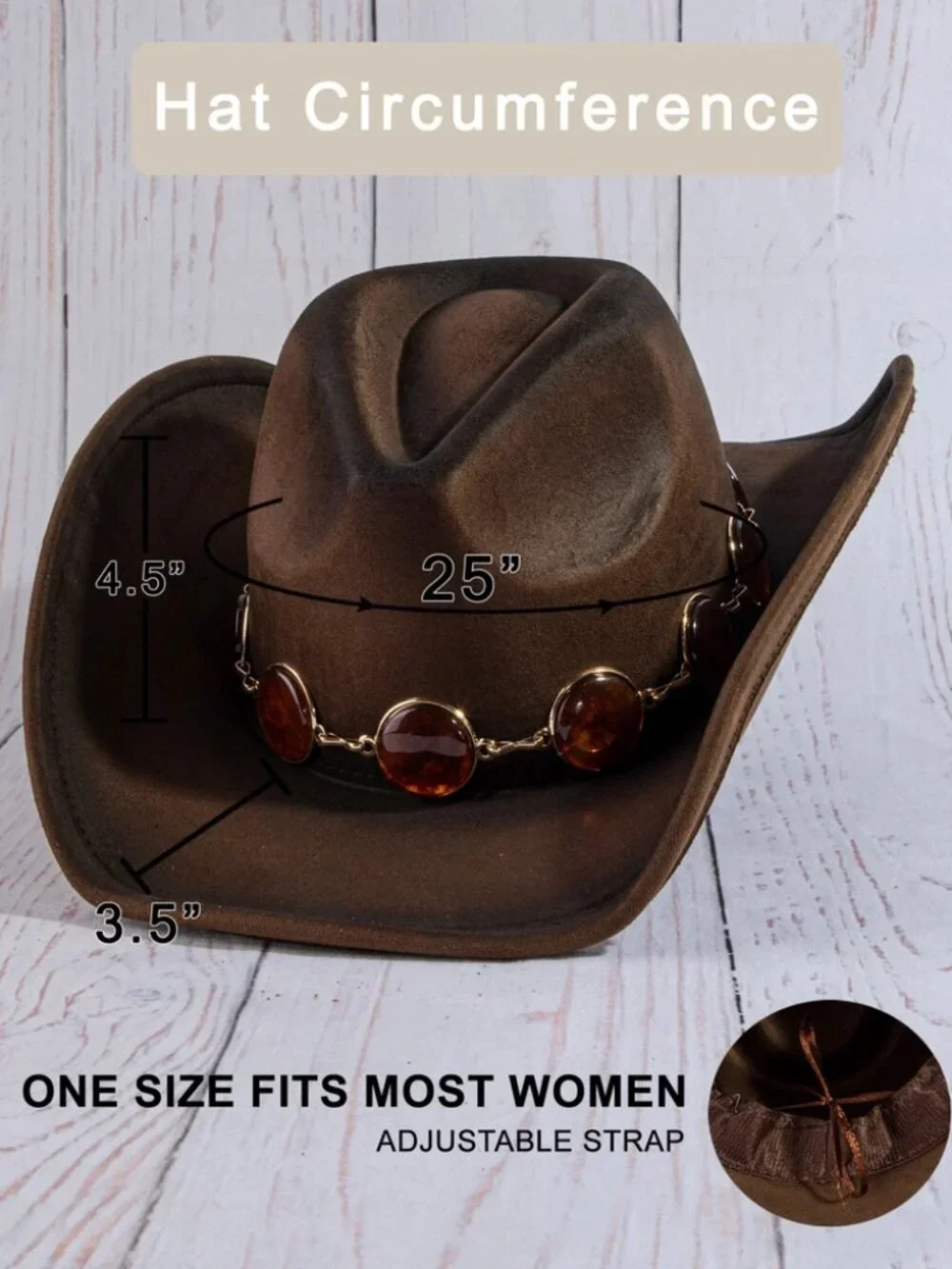 Stylish Round Stone Concho Cowboy Hat